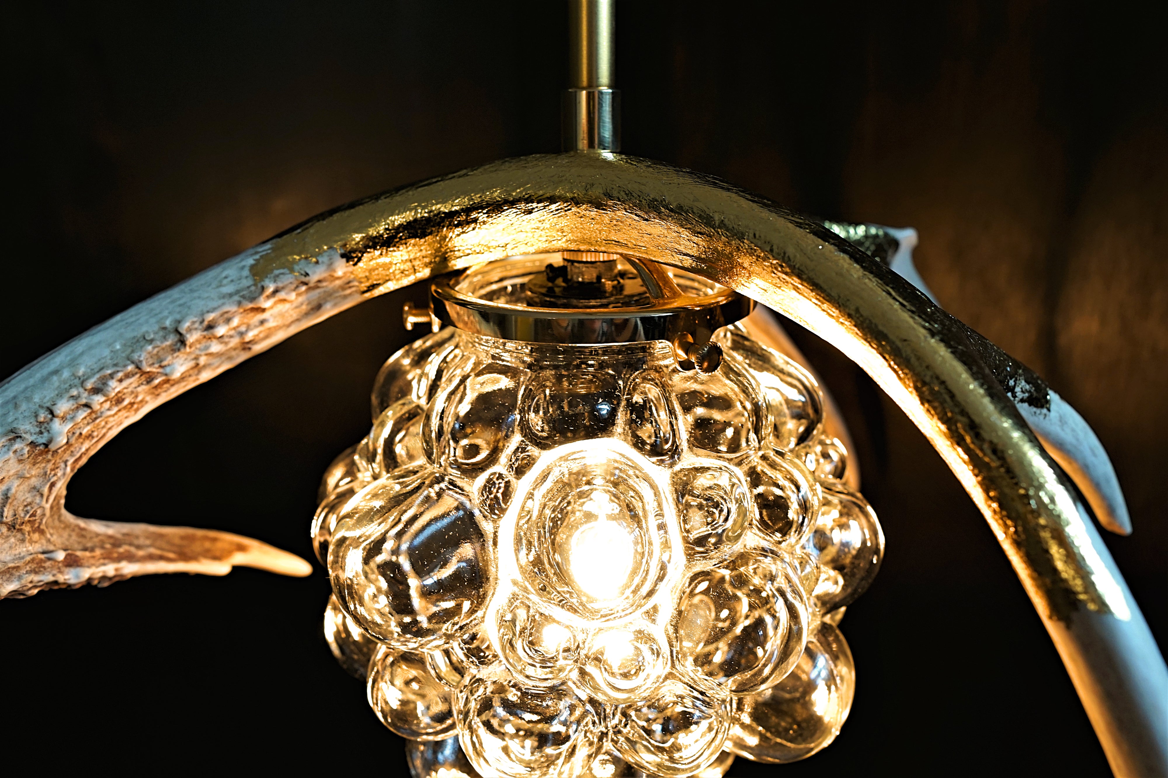 Real gold leaf antler ceiling light